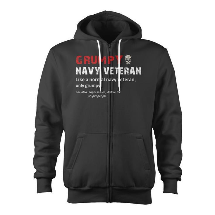 Grumpy Navy Veteran Zip Up Hoodie