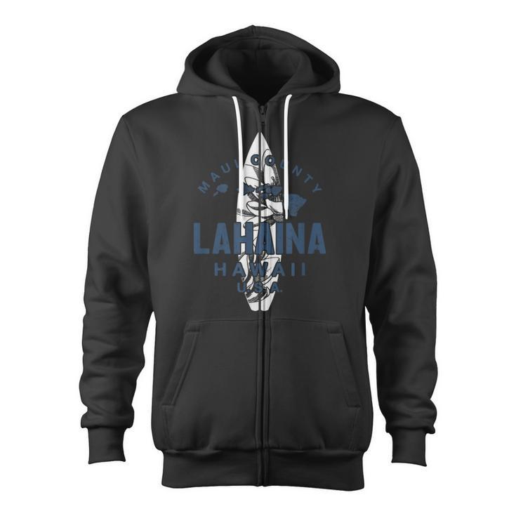 Hawaii Lahaina Maui Vintage Hawaiian Islands Surf Zip Up Hoodie