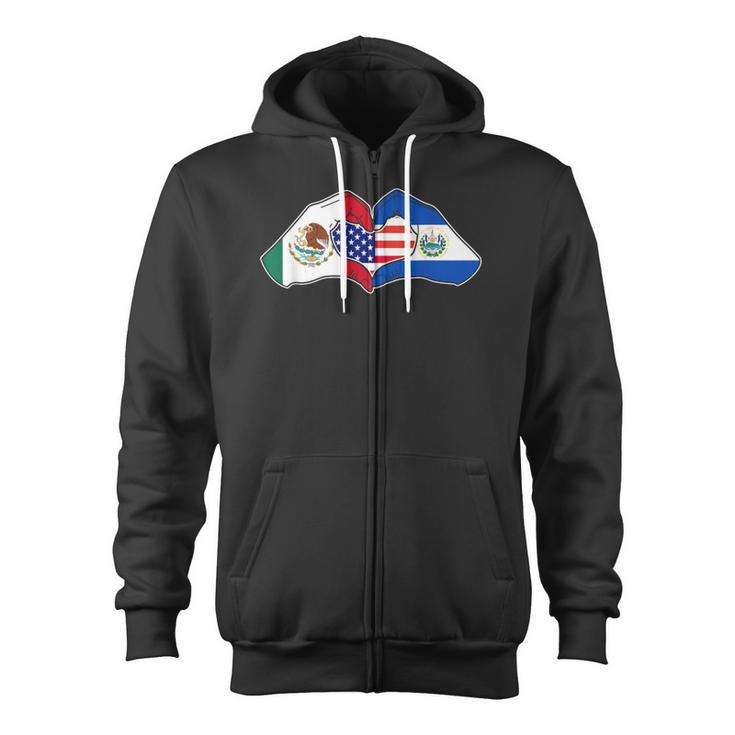 Heart Hands Mexico El Salvador And The Usa Zip Up Hoodie