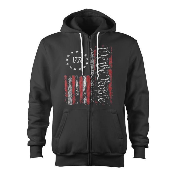 Independence Day American Flag Patriotic 1776 We The People Zip Up Hoodie