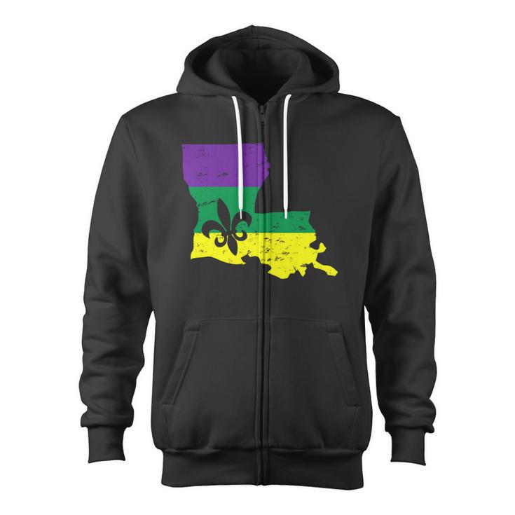 Louisiana Mardi Gras Tshirt Zip Up Hoodie