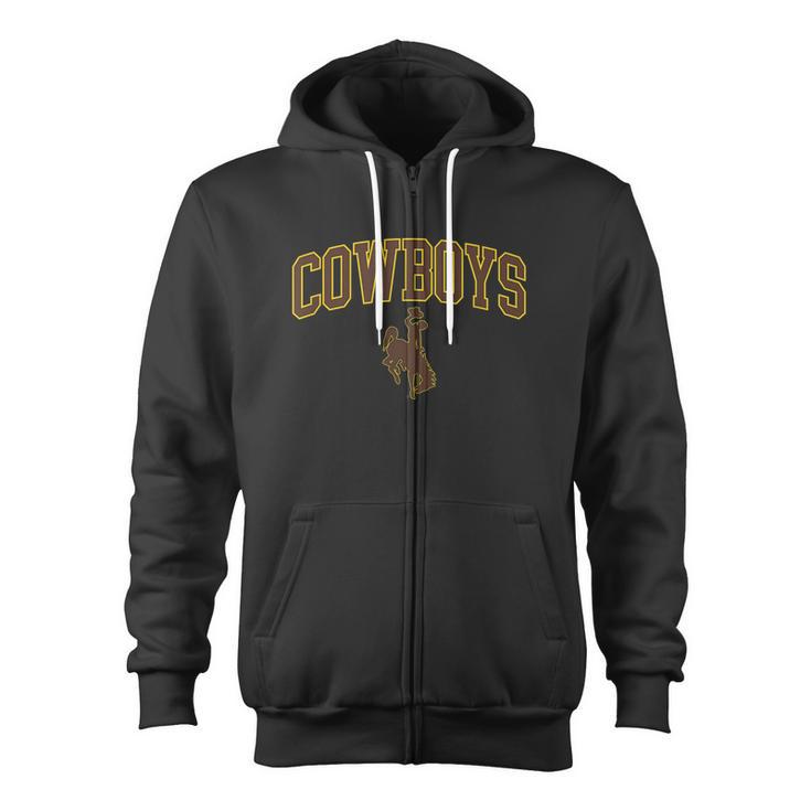 Mens Wyoming Cowboys Apparel Cowboys Arch & Logo Zip Up Hoodie