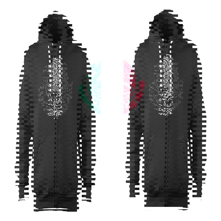 Mexican Eagle Mexico Flag Zip Up Hoodie - Monsterry