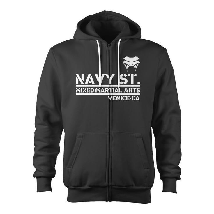 Navy St Mix Martial Arts Venice California Snake Logo Tshirt Zip Up Hoodie