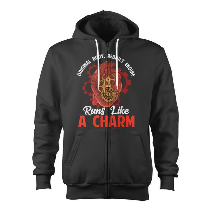 Original Body Rebuilt Engine Runs Like A Charm Heart Surgery Zip Up Hoodie