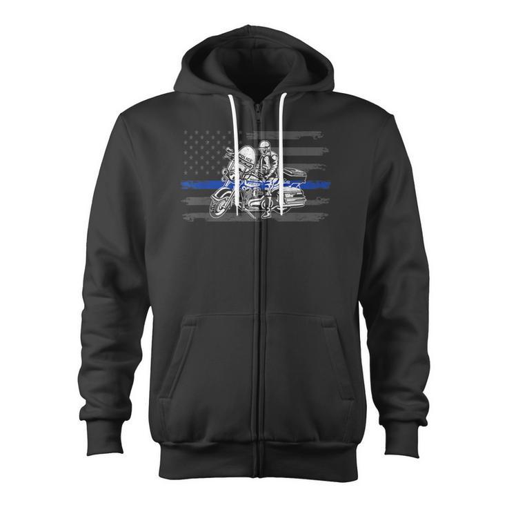 Patriotic Biker Cop American Officer Motorcycle Police Zip Up Hoodie