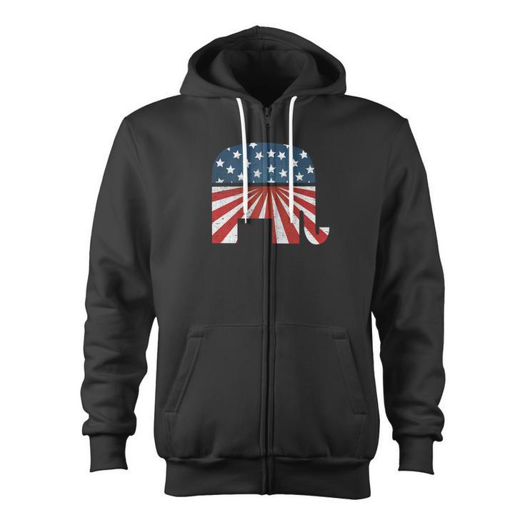 Patriotic Elephan America Usa Republican Party Zip Up Hoodie