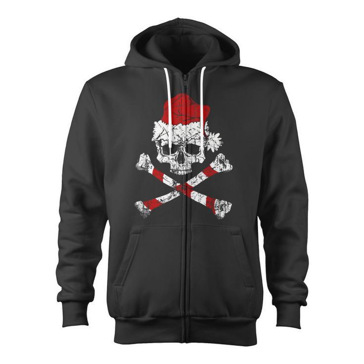 Pirate Christmas Jolly Roger Santa Hat Zip Up Hoodie