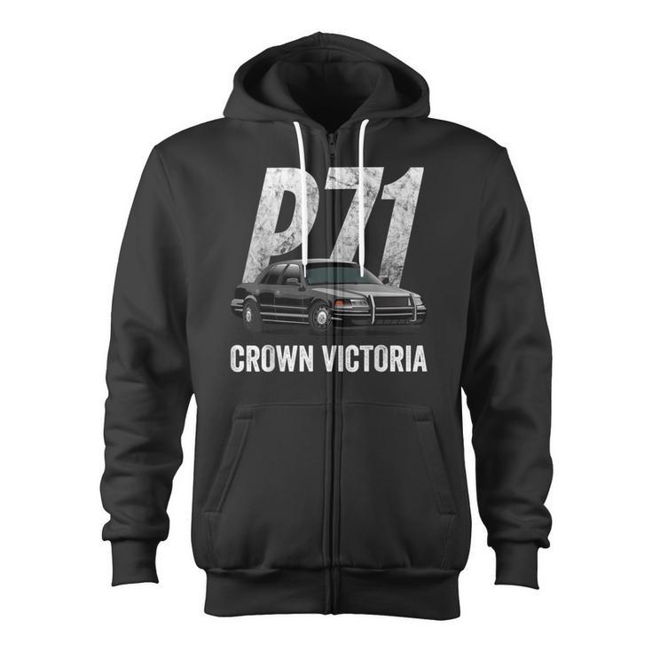 Police Car Crown Victoria Interceptor P71 Zip Up Hoodie