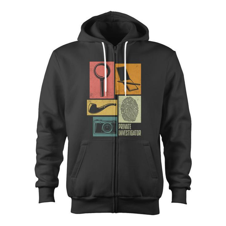 Private Detective Crime Investigator Silhouettes Zip Up Hoodie