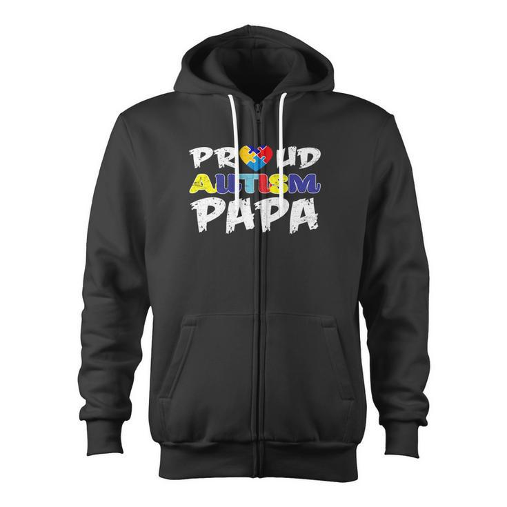 Proud Autism Papa Autism Awareness Family 2018 Zip Up Hoodie