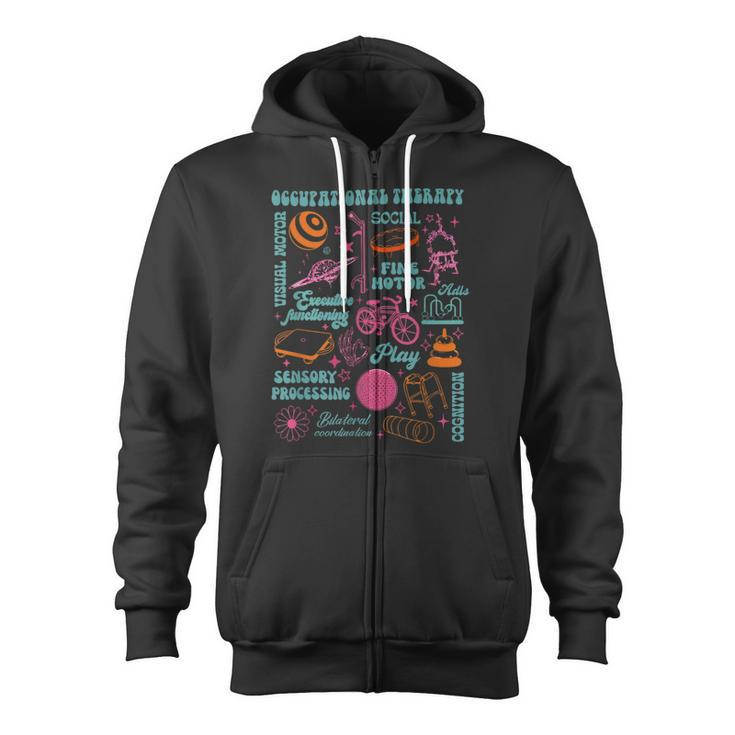 Retro Pediatric Occupational Therapy Therapist Ot Assistant Zip Up Hoodie