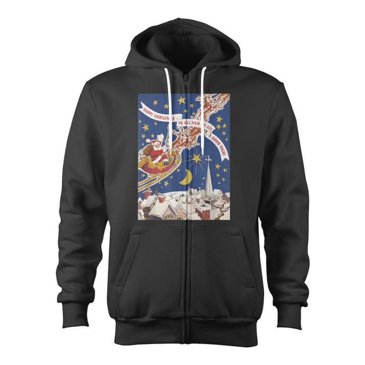 Retro Santa Claus Twas The Night Before Christmas Zip Up Hoodie