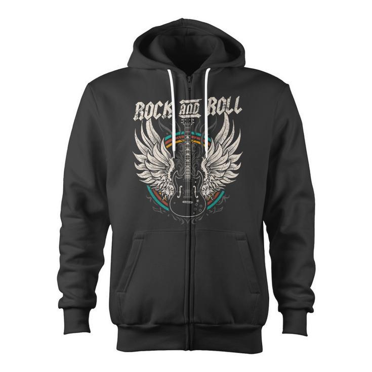 Rock And Roll Guitar Vintage Rock Music Zip Up Hoodie