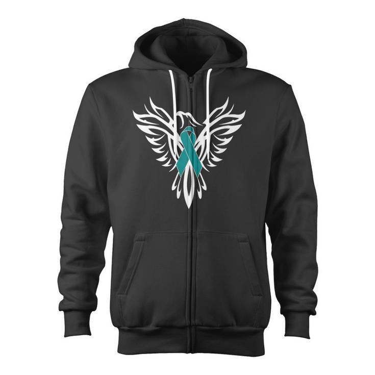 Sexual Assault Awareness Teal Ribbon Phoenix Zip Up Hoodie