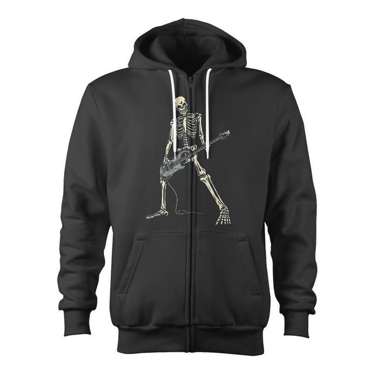 Skeleton Playing Bass For Bassist And Bass Guitar Players Zip Up Hoodie