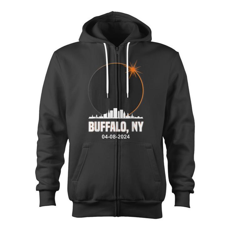 Solar Eclipse 2024 Buffalo Skyline Total Solar Eclipse Zip Up Hoodie