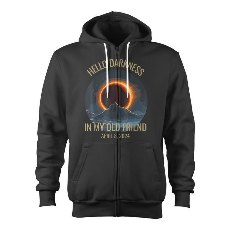 Solar Eclipse Hello Darkness My Old Friend Zip Up Hoodie