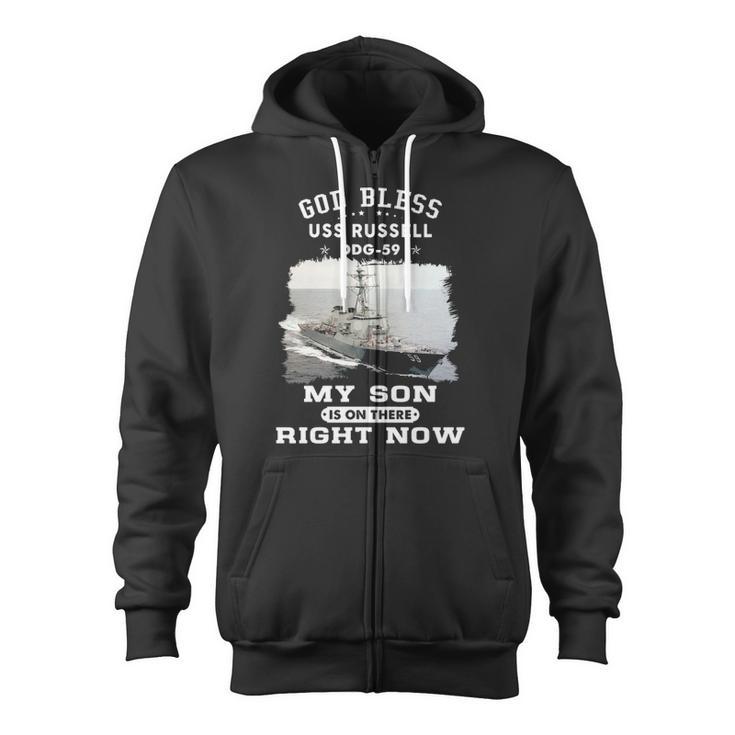 My Son Is On Uss Russell Ddg Zip Up Hoodie