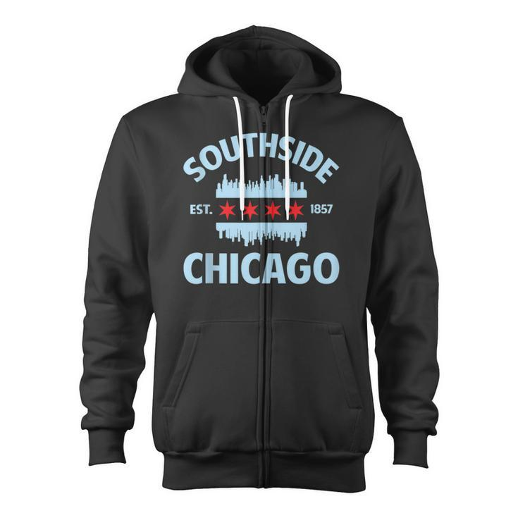 Southside Chicago Flag Skyline Zip Up Hoodie