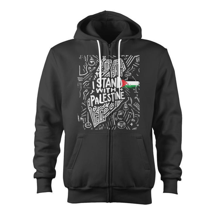 I Stand With Palestine Quote A Free Palestine Zip Up Hoodie