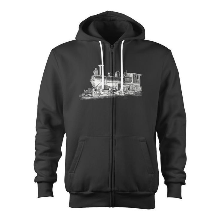 Steam Locomotive Train Engineer Railroad Mechanic Zip Up Hoodie