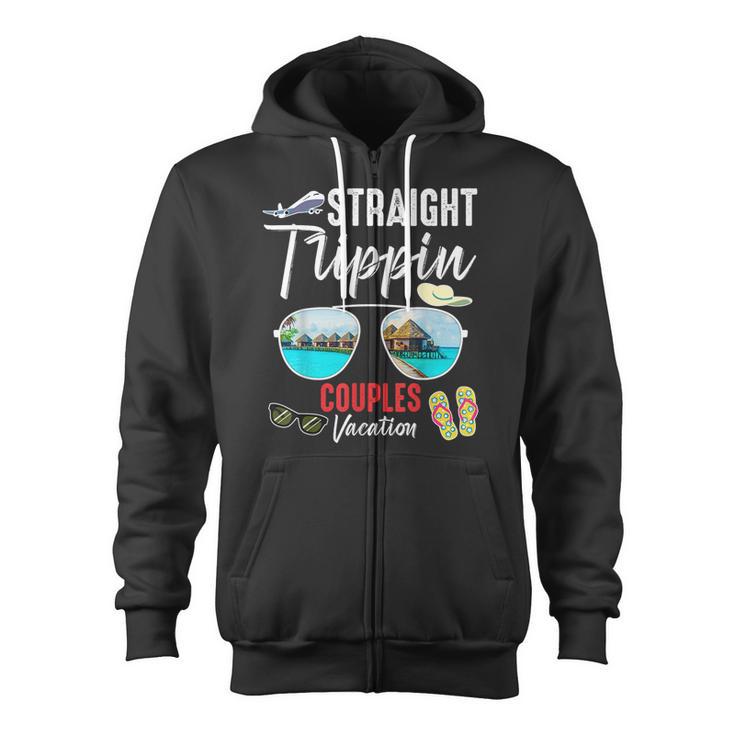 Straight Trippin Couples Trip 2023 Beach Summer Vacation Zip Up Hoodie