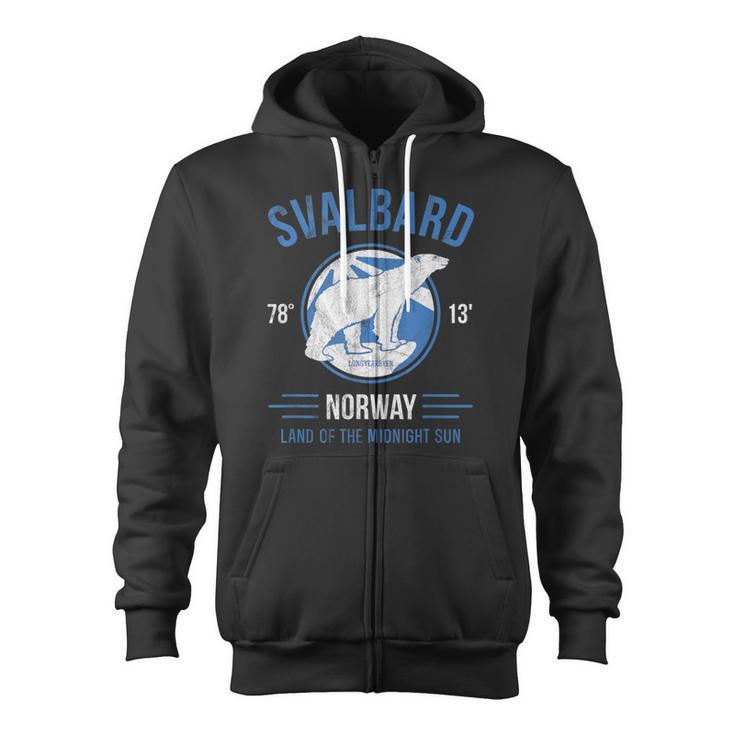 Svalbard Polar Bear T Norway Northern Lights Zip Up Hoodie