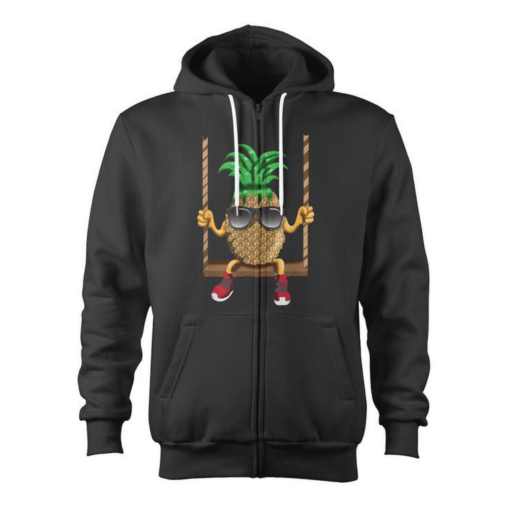 Swinging Pineapple Swing Beach Sun Swinging Fruit Fruit Zip Up Hoodie