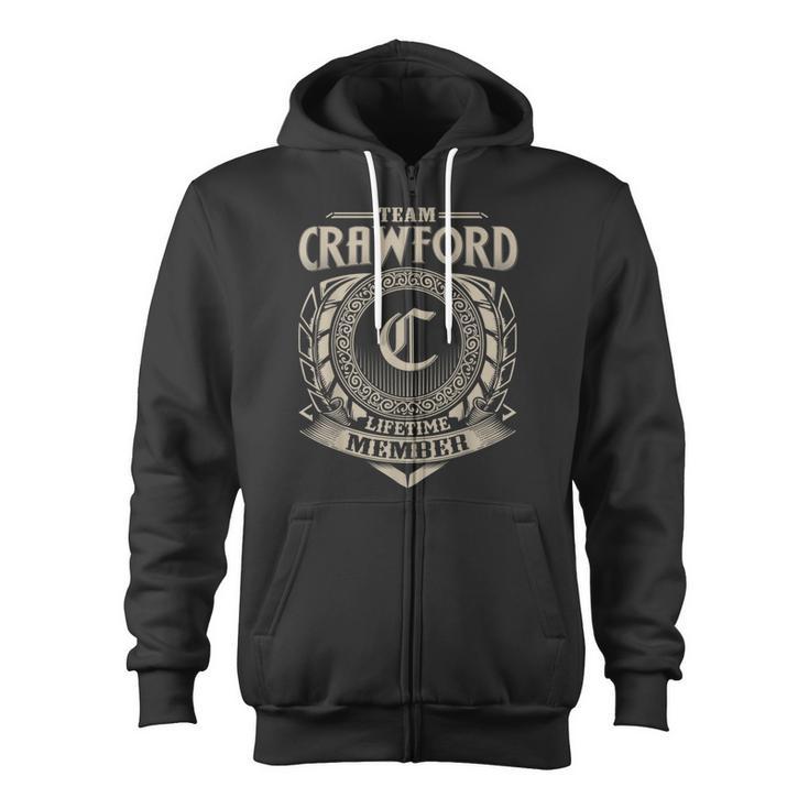 Team Crawford Lifetime Member Vintage Crawford Family Zip Up Hoodie