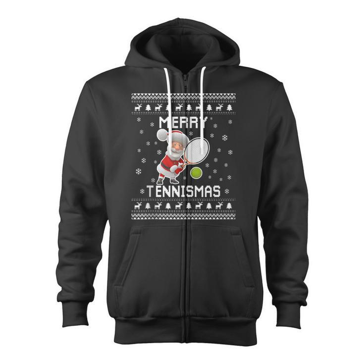 Tennis Ugly Christmas Sweater For Tennis Lovers Zip Up Hoodie