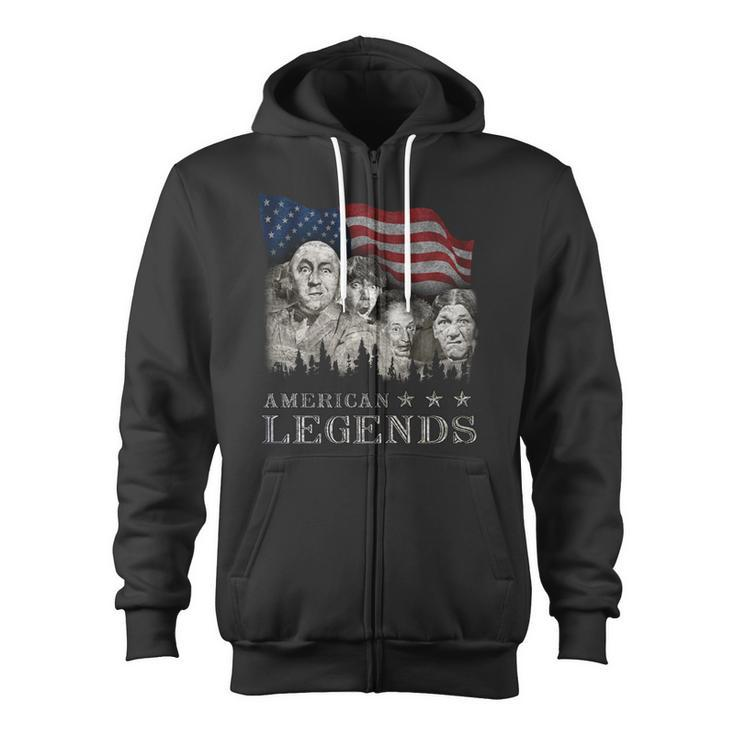 Three Stooges American Legends Usa Flag Tshirt Zip Up Hoodie