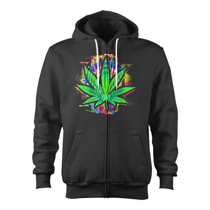 Tie Dye Pot Leaf Pothead Smoking Weed Hippie Stoner Zip Up Hoodie