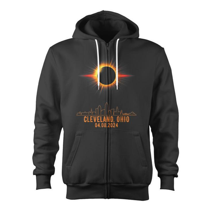 Total Solar Eclipse 04082024 Cleveland Ohio Zip Up Hoodie