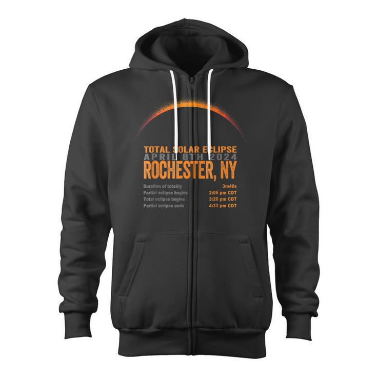 Total Solar Eclipse 2024 Rochester New York Path Of Totality Zip Up Hoodie