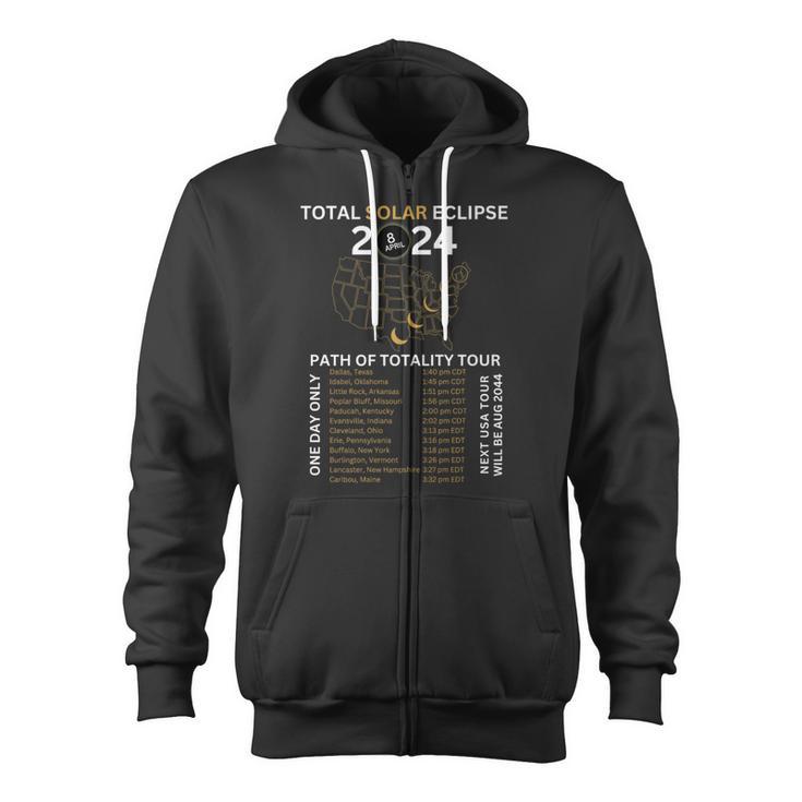 Total Solar Eclipse 2024 Totality Usa Tour Zip Up Hoodie