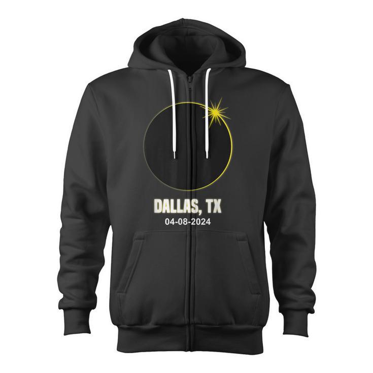 Total Solar Eclipse Dallas 2024 Texas Dallas Eclipse Zip Up Hoodie