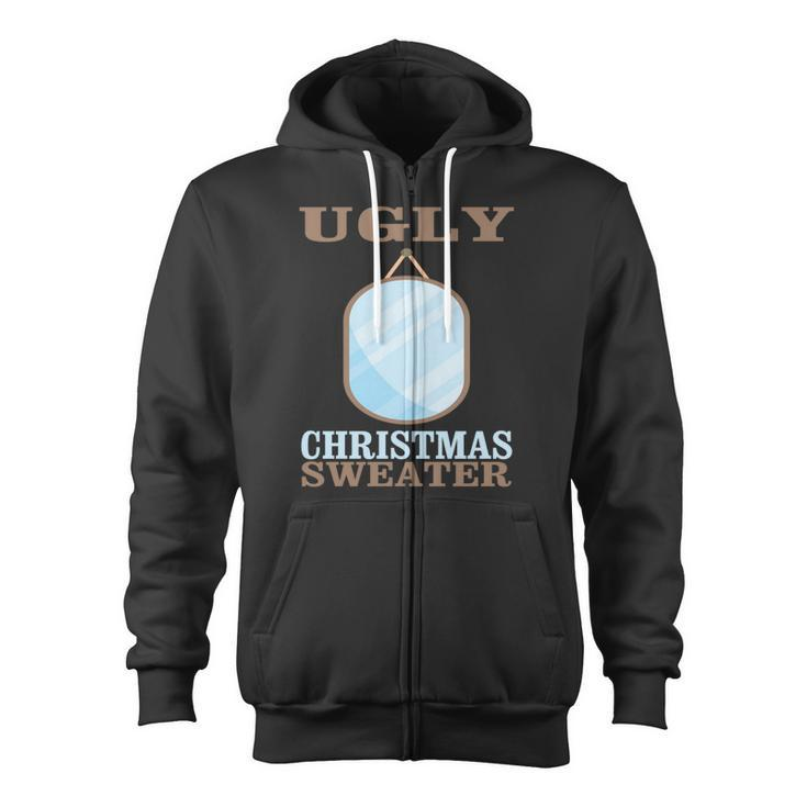 Ugly Christmas Sweater With Mirror Graphic Xmas Idea Zip Up Hoodie
