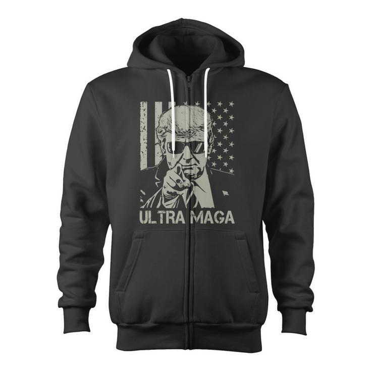 Ultra Maga Shirt Anti Biden Us Flag Pro Trump Trendy Tshirt V2 Zip Up Hoodie