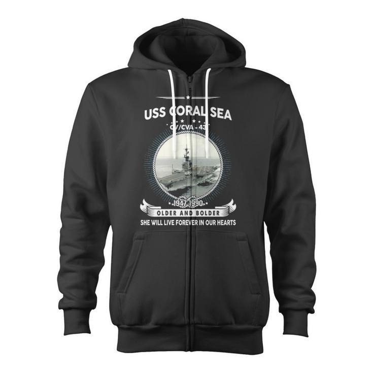 Uss Coral Sea Cv 43 Front Style Zip Up Hoodie