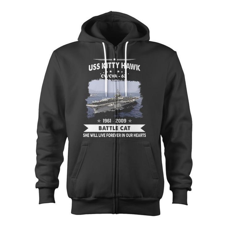 Uss Kitty Hawk Cv 63 Cva 63 Front Style Zip Up Hoodie