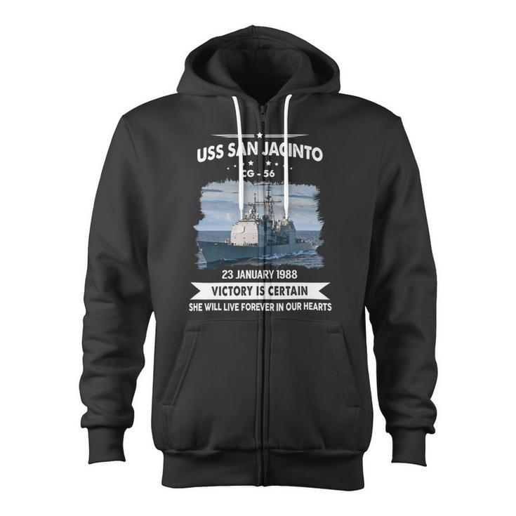 Uss San Jacinto Cg 56 Zip Up Hoodie