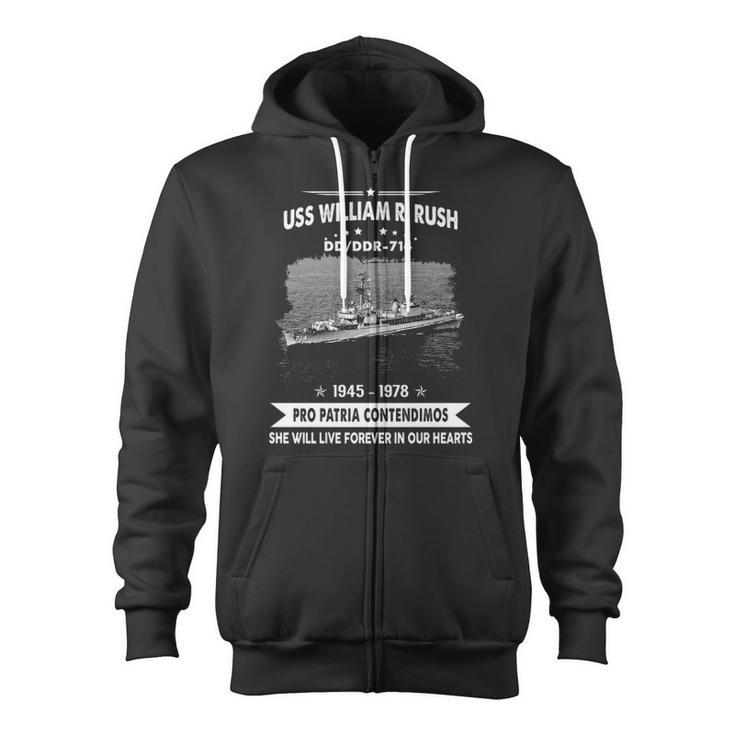 Uss William R Rush Dd 714 Ddr Zip Up Hoodie