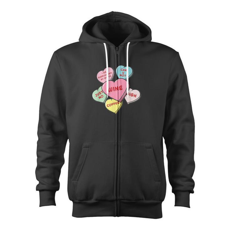 Valentine's Day Hearts With Snarky Messages Zip Up Hoodie