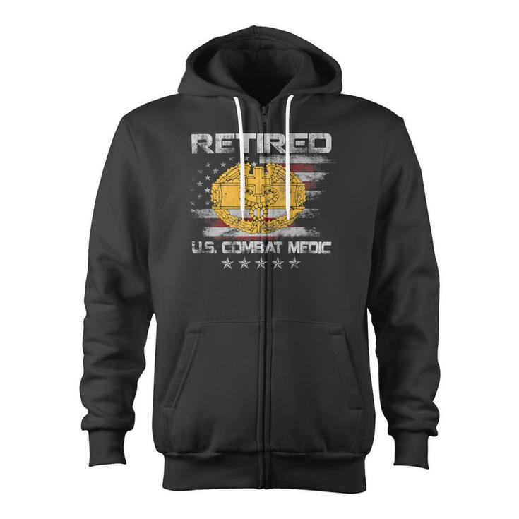 Veteran Vets US Army Retired Combat Medic Proud Veteran Medical Military 149 Veterans Zip Up Hoodie