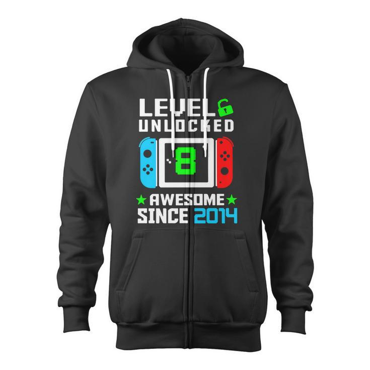 Video Game Level 8 Unlocked 8Th Birthday Zip Up Hoodie