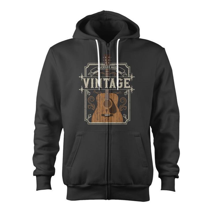 Vintage Acoustic Guitar Collector Retro Guitarist Zip Up Hoodie