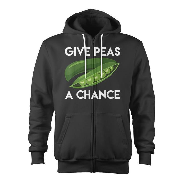 World PeasPeace Give Peas A ChanceEarth Day Zip Up Hoodie