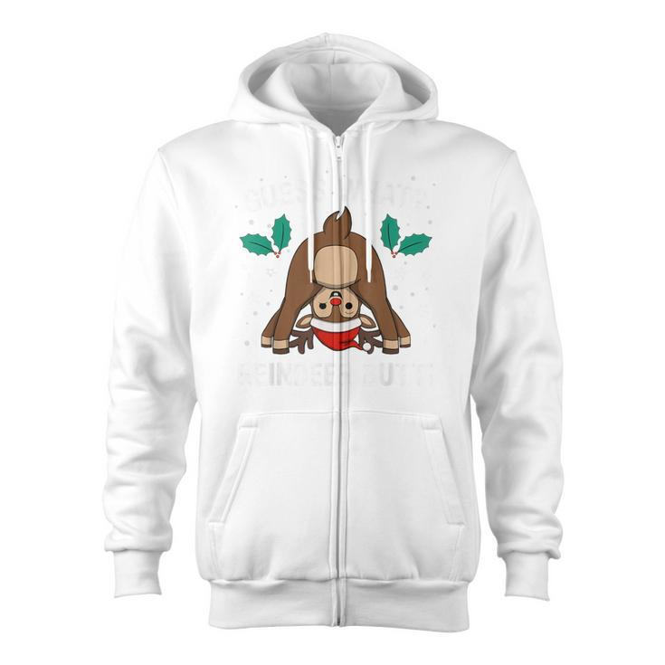 Guess What Reindeer Butt & Boys Ugly Christmas Zip Up Hoodie