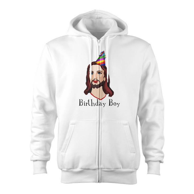 Jesus Birthday Boy Christmas Zip Up Hoodie